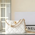 cc 24s hobo bag 19cm white lambskin pearl ball