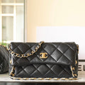 cc 24p hobo bag 28cm black lambskin gold hardware