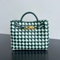 bv small andiamo 25 white dark green lambskin