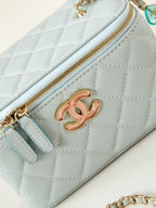 23p vanity 17cm cloud blue lambskin light gold hardware