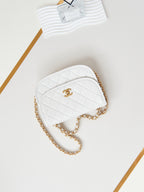 24s messenger bag 23cm white calfskin gold hardware