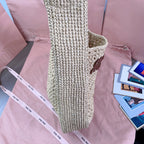 miu hobo bag 31cm beige woven fabric