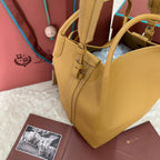 LARGE 36 BALE BAG IN MUSTARD YELLOW GRAINED CALFSKIN