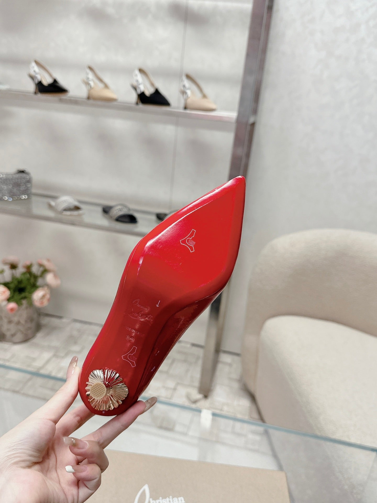 CL 25s Scepter Pumps 85mm Red Patent Leather 446635