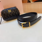miu black belt 30mm with matelasse pouch
