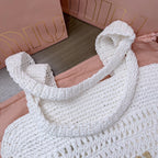 miu tote bag 38cm white woven fabric
