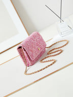 24p woc 19cm pink tweed gold hardware