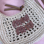 miu wander hobo bag 20cm beige woven fabric