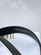 CD Montaigne Belt 20mm Black Calfskin Pearl Gold Buckle