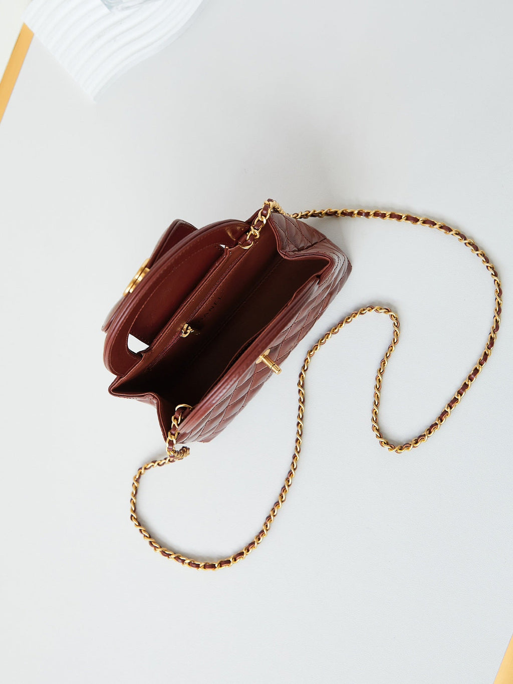 cc 24a nano 19cm kelly shopper bag burgundy lambskin