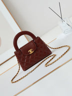 cc 24a nano 19cm kelly shopper bag burgundy lambskin