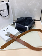 CEL Silver Buckle Belt 30mm Brown Calfskin 176407