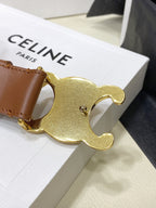 CEL Gold Buckle Belt 30mm Brown Calfskin 176406