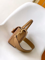 Fend Baguette 27 Bag Brown Beige Sand interlaced leather Ghw