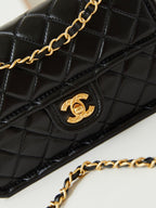 24s small flap bag 23cm black calfskin gold hardware