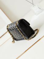 24s small flap bag 23cm black calfskin gold hardware