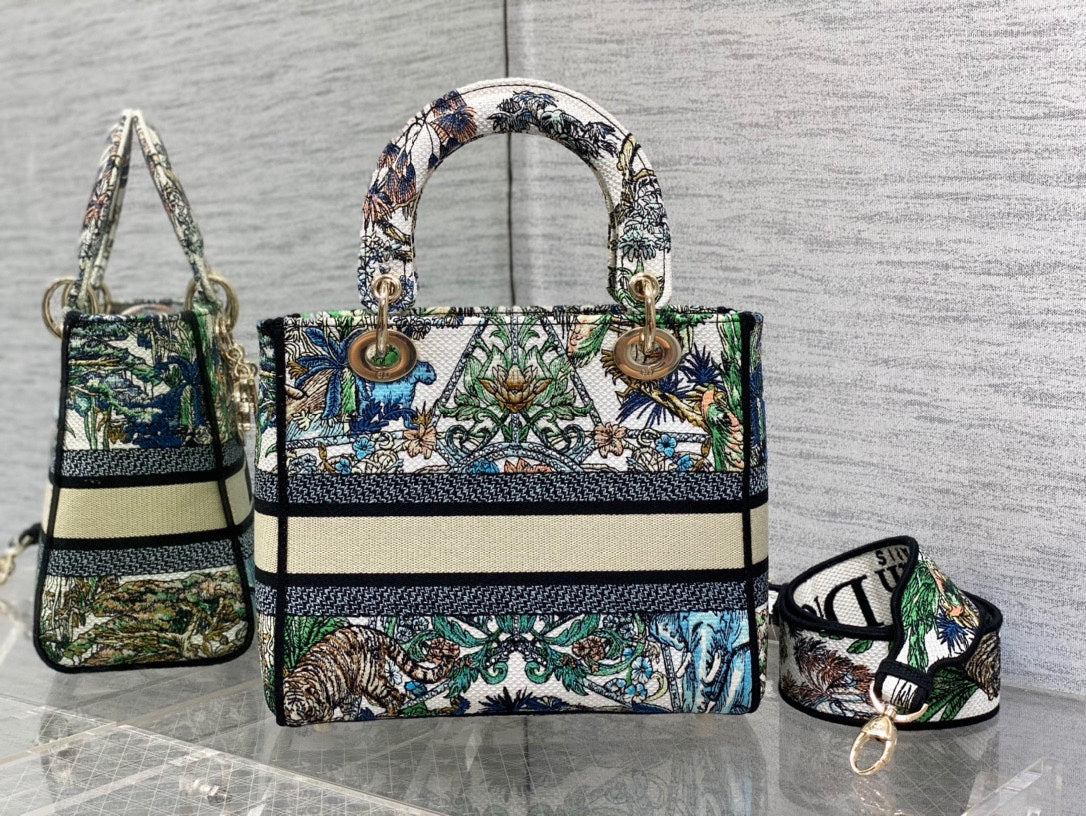 CD Travel Star Green 24 Lady Dior Bag Canvas 336666