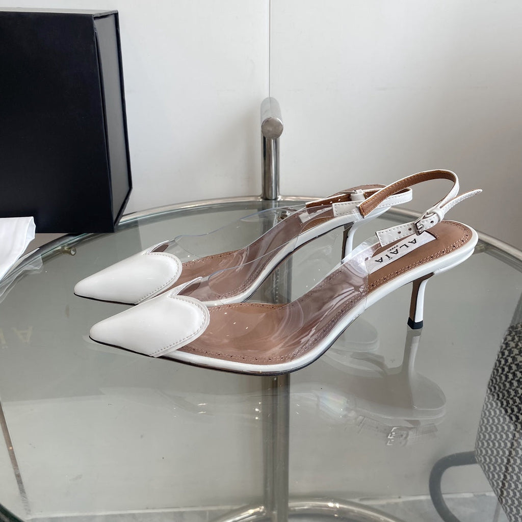 alaia slingbacks 60 optic white heart lambskin