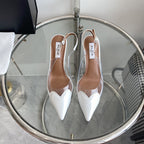 ALAIA HIGH 6 CM SLINGBACK IN WHITE PATENT CALFSKIN AND FILM