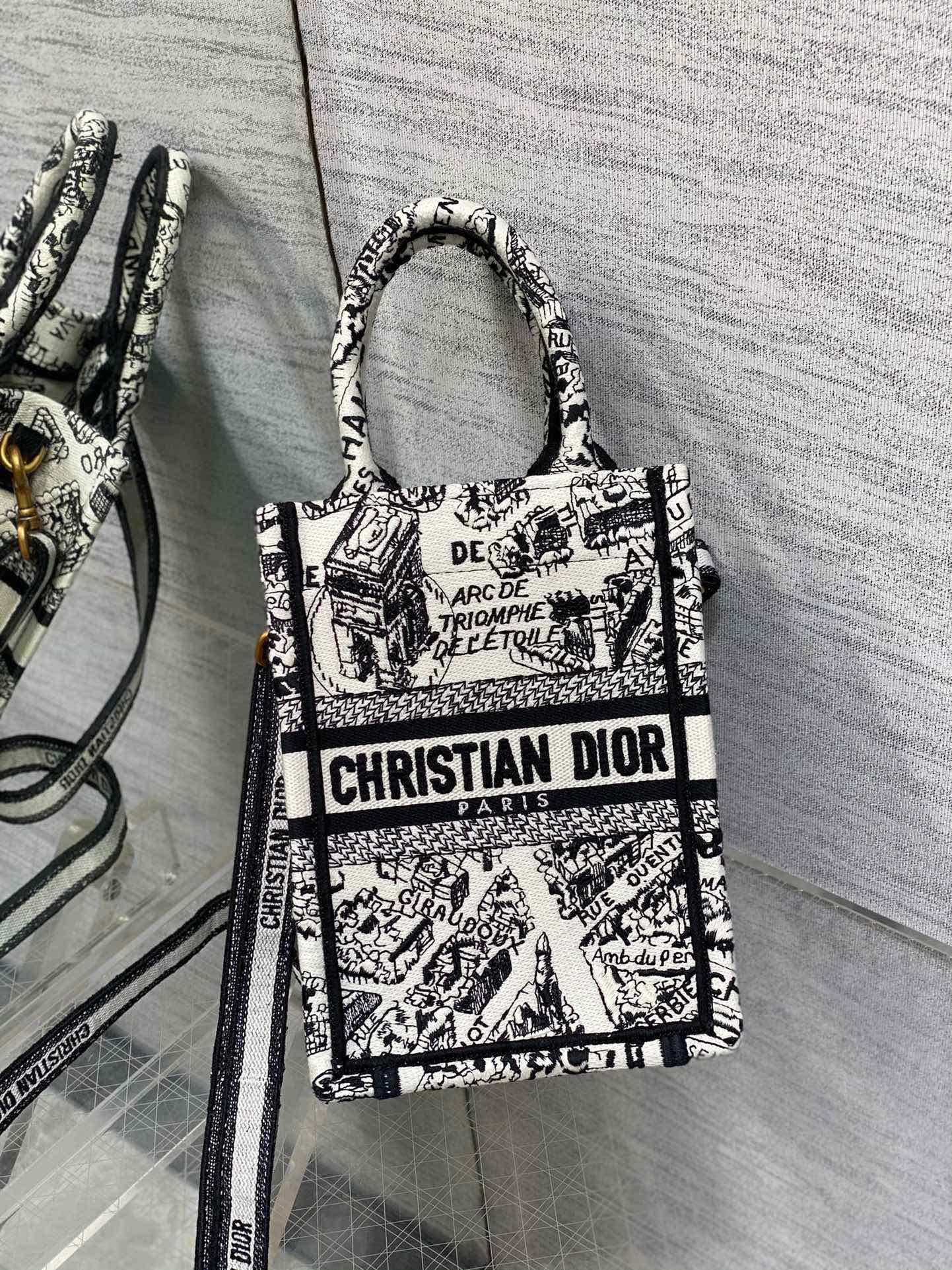 CD Mini Book Tote 13.5 cm Black Beige 336416