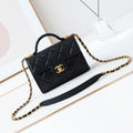 24a flap bag with top handle 18cm black caviar gold hardware