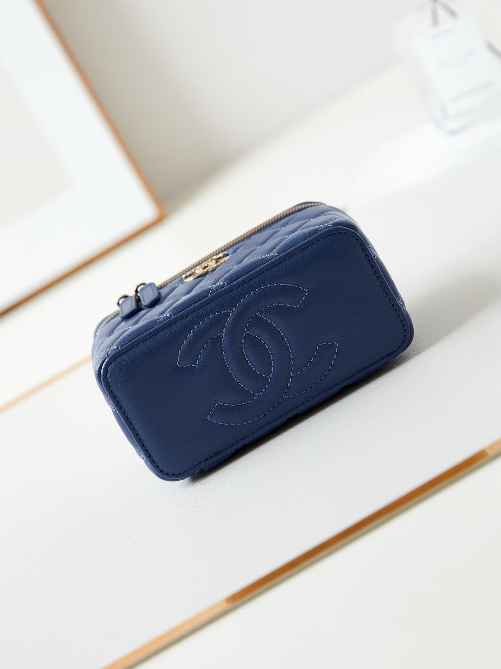 24a vanity 17 dark blue lambskin gold hardware