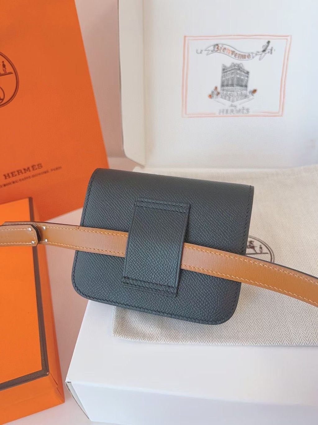 hm kelly belt 18mm with constance slim black epsom silver hardware
