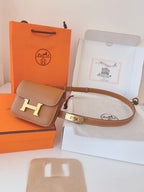 hm kelly belt 18mm with constance slim brown epsom gold hardware