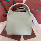 LARGE 36 BALE BAG IN PEARL GRAY GRAINED CALFSKIN