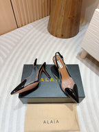 alaia slingbacks 95 optic black heart lambskin