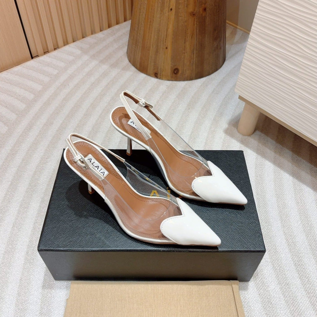 alaia slingbacks 95 optic white heart lambskin