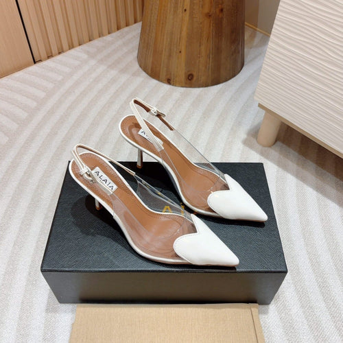 alaia slingbacks 95 optic white heart lambskin