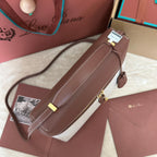 EXTRA BAG L27 IN WHITE CANVAS AND RED BROWN CALFSKIN WITH GOLD HARDWARE