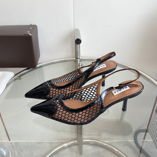 alaia slingbacks 60 fishnet black heart lambskin