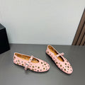 ALAIA MARY JANE SHOES IN LIGHT PINK LAMBSKIN GOLD MIX SILVER HARDWARE
