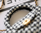 cc 24a nano 19cm kelly shopper bag black white tweed