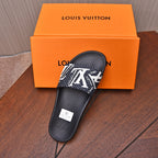 LV MULE BLACK WITH WHITE LOGO MONOGRAM CALFSKIN