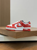 AIR TRAINER IN CRIMSON RED MIX WHITE CALFSKIN