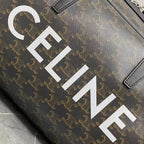 Celine Duffle Bag Bag Triomphe Black Beige Canvas & Calfskin