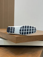 LV LOAFER IN WHITE WRINKLE CALFSKIN WITH SILVER LOGO
