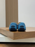 LV LOAFER IN ELECTRIC BLUE WRINKLE CALFSKIN WITH SILVER LOGO