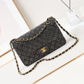 24b medium flap bag 25cm black lambskin silver diamond