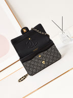 24b medium flap bag 25cm black lambskin silver diamond