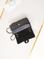 24b medium flap bag 25cm black lambskin silver diamond