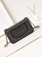 24b medium flap bag 25cm black lambskin silver diamond