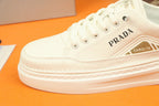 PRA SNEAKER IN WHITE CALFSKIN AND FABRIC