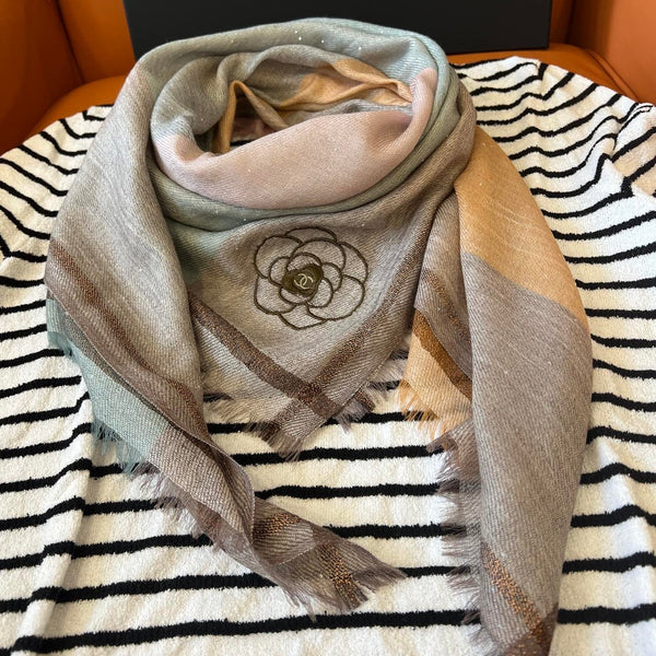 CC Square Scarf 100 CM In Colorful Cashmere And Wool Mix Sequin Fabric 345994