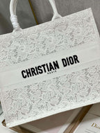 CD Mesh White Book Tote 42cm Bag Canvas 336561
