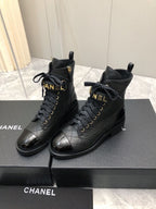 CC Short Boots 45mm In Black Quilted Lambskin And Glossy Cowhide 950042