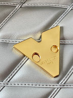 GO-14 MM 23 IN ECRUME GRAY QUILTED LAMBSKIN GOLD HARDWARE